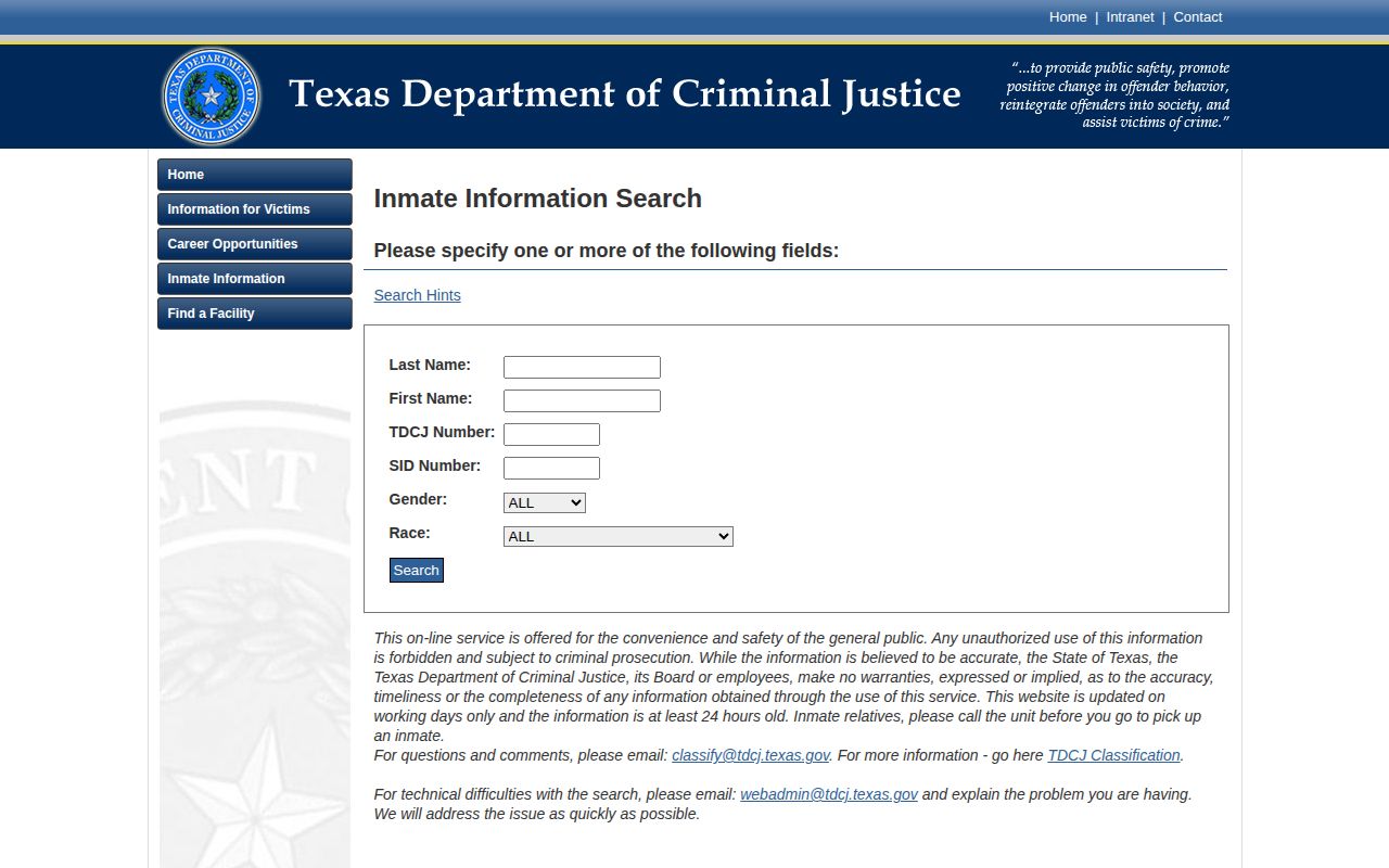 TDCJ offender search for Webb County released inmates